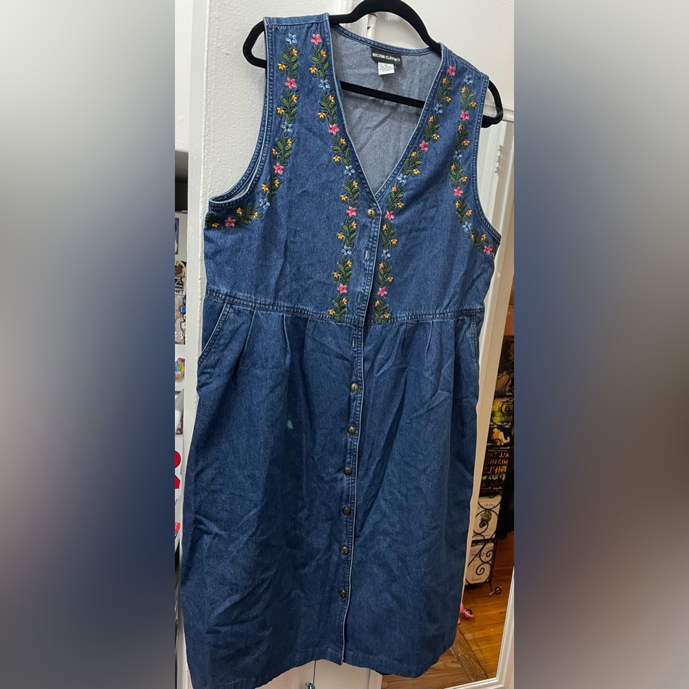 Vintage denim floral midi dress from Boston Classics